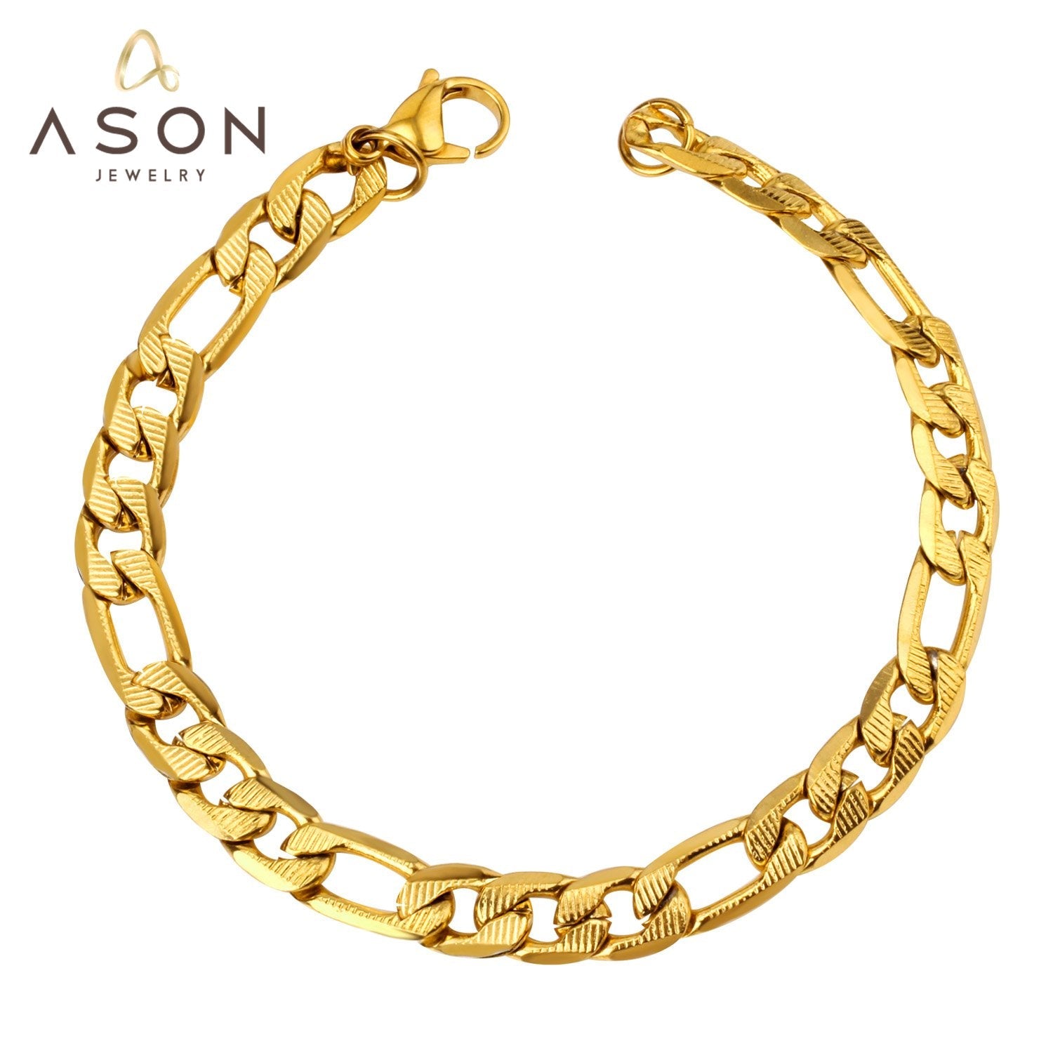 ASON 8mm Stainless Steel Chain Gold Color Cuban Link Bracelet Bangle for Men Women Party Gift Wholesale Fashion Jewelry asonjewelry